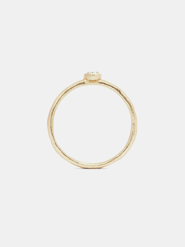 Aries Ring with 3mm antique diamond in 14k yellow gold with organic texture and signature matte finish