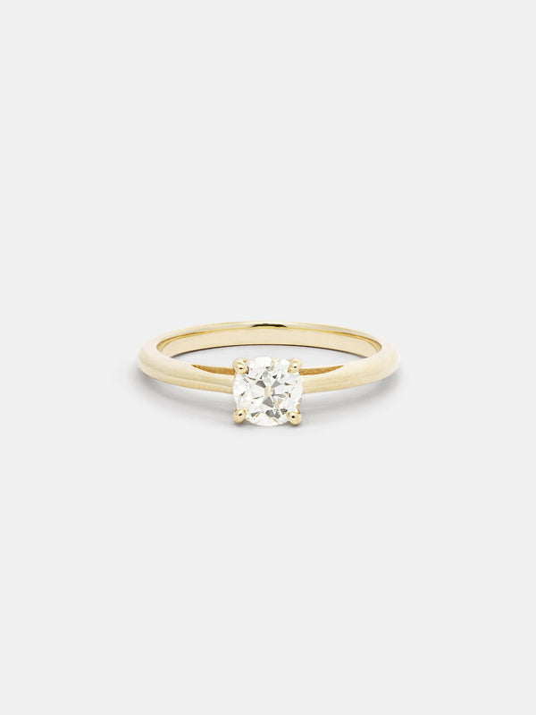 Shown: 0.5ct near colorless antique diamond in 14k yellow gold with smooth texture and signature matte finish.