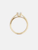 Gardenia Solitaire with 0.5ct near colorless antique diamond in 14k yellow gold with smooth texture and signature matte finish.