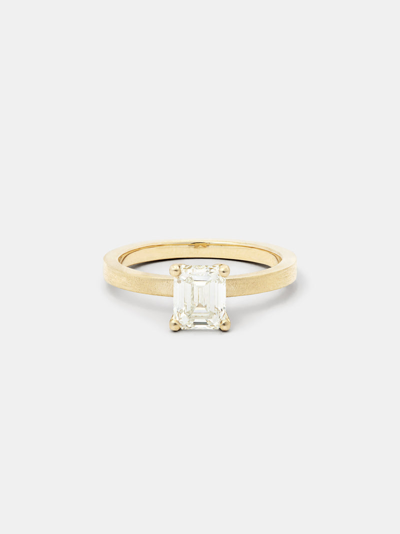 Shown: 1ct faint color diamond set in 14k yellow gold with smooth texture and signature matte finish.