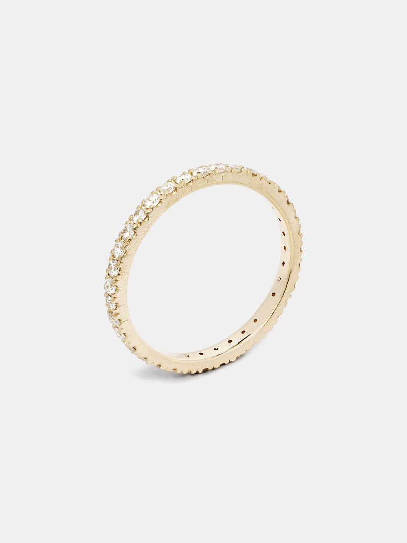 Lily Pave Eternity Band- 1.5mm Diamonds in 14k yellow gold with 1.5mm recycled diamonds and signature matte finish.