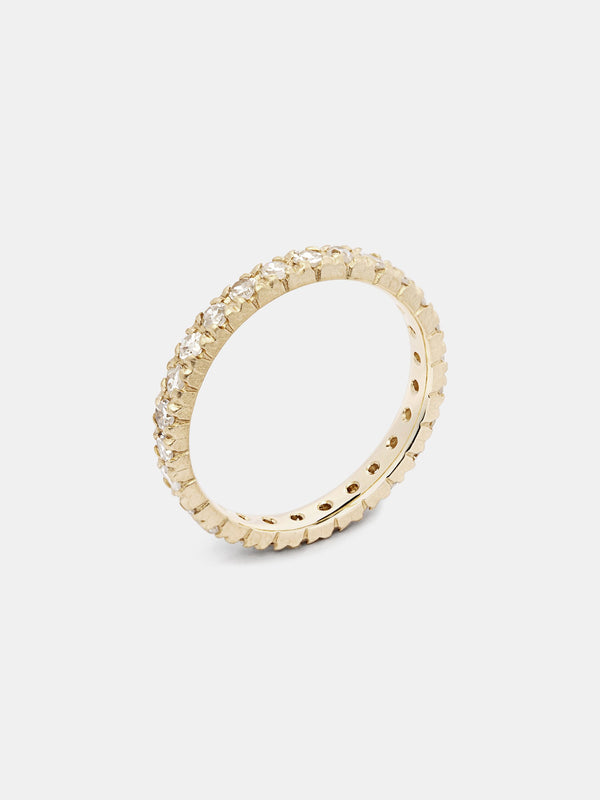 Lily Pave Eternity Band- 2mm Diamonds in 14k yellow gold with 2mm recycled diamonds and signature matte finish.