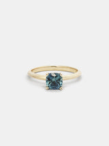 Shown: 1ct teal Montana sapphire 14k yellow gold with organic texture and signature matte finish.