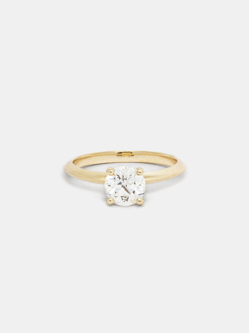 Shown: 1ct near colorless antique diamond in 14k yellow gold with organic texture and signature matte finish.