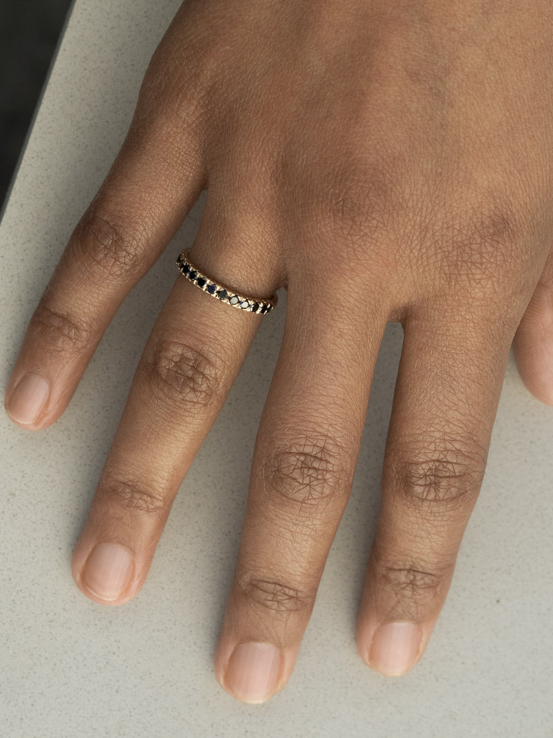 Shown: Black 2mm diamonds set in 14k yellow gold with organic texture and signature matte finish.