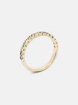 Viburnum Pave Half Eternity Band- 2mm Sapphires in 14k yellow gold with organic texture and signature matte finish.